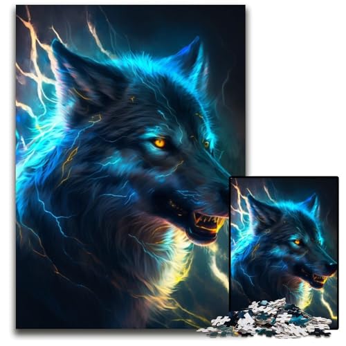 Fantasy Wolf 1000-teiliges Puzzle für Erwachsene. Unmögliches Puzzle für Erwachsene. Familienaktivität, Heimdekoration zum Selbermachen, 26x38cm/10,23x14,96 Zoll von RZFWJL