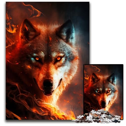 Fantasy-Wolf-Puzzle, 1000 Teile, für Erwachsene, Papp-Puzzle, Teenager, Paare und Freunde zum Geburtstag, zu Weihnachten, 26x38cm/10,23x14,96 Zoll von RZFWJL
