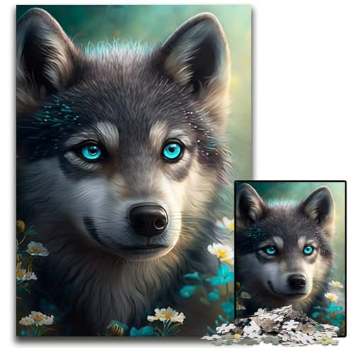 Fantasy Wolf Puzzle für Erwachsene 1000 Teile Unmögliches Puzzle für Erwachsene Denksportaufgabe, Spiel für Erwachsene, interaktive Familienaktivität 26x38cm/10,23x14,96 Zoll von RZFWJL