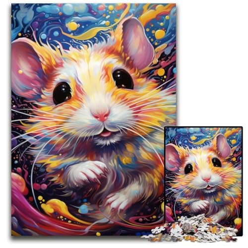 Farbhamster-Puzzle für Erwachsene, 1000-teiliges Holzpuzzle, anspruchsvolles Denkspiel für Teenager, interaktives Familienspiel, 50x75cm/19,68x29,52 Zoll Farbhamster-Puzzle für Erwachsene, 1000-teiliges Holzpuzzle, anspruchsvolles Denkspiel für Teenager, interaktives Familienspiel, 50x75cm/19,68x29,52 Zoll von RZFWJL