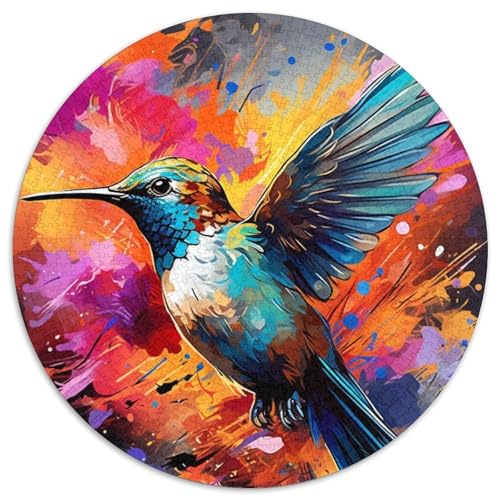 Farbmalerei-Kolibri, 1000-teiliges Puzzle, runde Puzzles mit 1000 Teilen für Erwachsene, anspruchsvolles Denkspiel – entspannendes Spielzeug für Teenager, 67,5 x 67,5 cm von RZFWJL