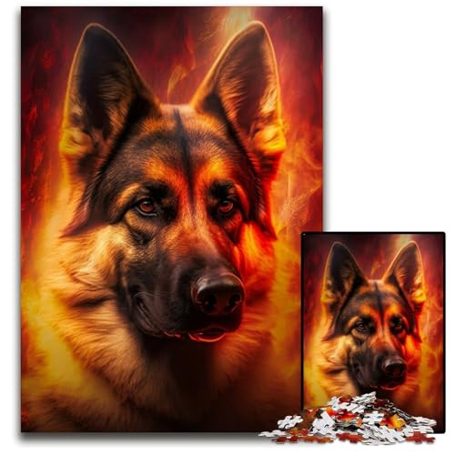 Feuer-Deutscher Schäferhund, 1000 Teile Puzzle für Erwachsene, Papp-Puzzle, interaktives Familienspiel, DIY-Heimdekoration, Gehirn-Herausforderung, Geschenk, 26x38cm/10,23x14,96 Zoll Feuer-Deutscher Schäferhund, 1000 Teile Puzzle für Erwachsene, Papp-Puzzle, interaktives Familienspiel, DIY-Heimdekoration, Gehirn-Herausforderung, Geschenk, 26x38cm/10,23x14,96 Zoll von RZFWJL