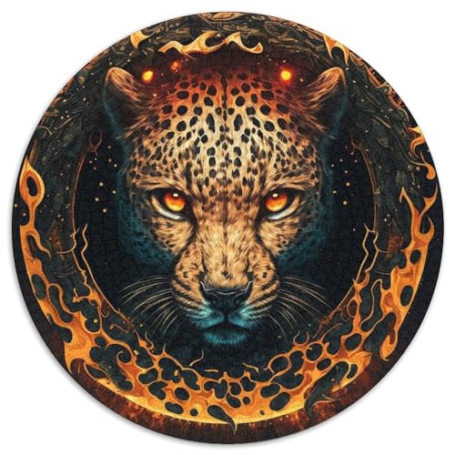 Feuerleopardenkopf-Puzzle für 1000 Teile, rundes Puzzle mit 1000 Teilen, Denksportaufgabe, Spiel für Erwachsene, interaktive Familienaktivität, 67,5 x 67,5 cm Feuerleopardenkopf-Puzzle für 1000 Teile, rundes Puzzle mit 1000 Teilen, Denksportaufgabe, Spiel für Erwachsene, interaktive Familienaktivität, 67,5 x 67,5 cm von RZFWJL