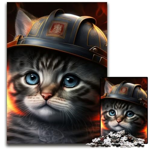 Feuerwehrmann-Katze-Puzzle für Erwachsene, 1000 Teile, Unmögliches Puzzle für Erwachsene, Denksportaufgabe, Spiel für Erwachsene, interaktive Familienaktivität, 50x75cm/19,68x29,52 Zoll Feuerwehrmann-Katze-Puzzle für Erwachsene, 1000 Teile, Unmögliches Puzzle für Erwachsene, Denksportaufgabe, Spiel für Erwachsene, interaktive Familienaktivität, 50x75cm/19,68x29,52 Zoll von RZFWJL
