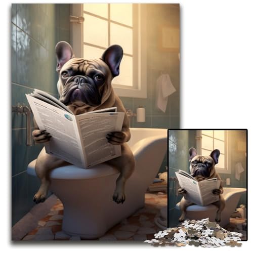 Französische Bulldogge liest Zeitung,Puzzle für Erwachsene,1000-teiliges Holzpuzzle für Erwachsene, Teenager,Paare und Freunde zum Geburtstag,Weihnachten,50x75cm/19,68x29,52 Zoll Französische Bulldogge liest Zeitung,Puzzle für Erwachsene,1000-teiliges Holzpuzzle für Erwachsene, Teenager,Paare und Freunde zum Geburtstag,Weihnachten,50x75cm/19,68x29,52 Zoll von RZFWJL