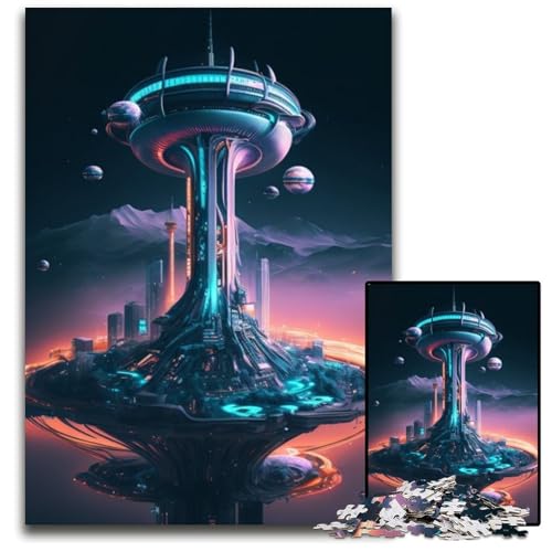 Future Seattle – Puzzle im Weltraum für Erwachsene,1000-teiliges Puzzle für Erwachsene,anspruchsvolles Denkspiel für Teenager,unterhaltsames interaktives Spiel für die ganze Familie,26x38cm von RZFWJL