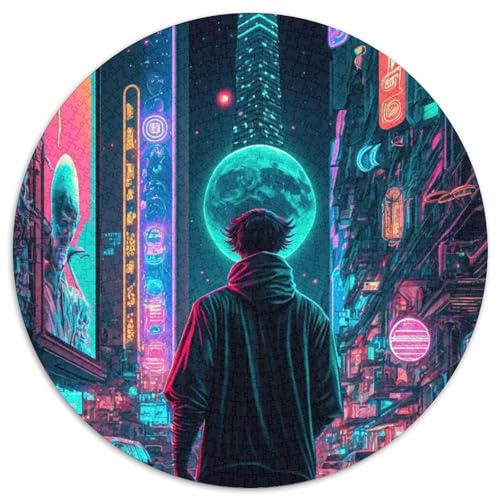 Futuristischer Junge, 1000-teiliges Puzzle, rundes Puzzle, 1000 Teile, Lernspielzeug für Teenager, Heim- und Bürodekoration, 67,5 x 67,5 cm Futuristischer Junge, 1000-teiliges Puzzle, rundes Puzzle, 1000 Teile, Lernspielzeug für Teenager, Heim- und Bürodekoration, 67,5 x 67,5 cm von RZFWJL