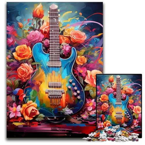 Gitarren-Puzzle mit 1000 Teilen für Erwachsene. Kreatives Familienspiel und Heimdekoration, Teenager, 50x75cm/19,68x29,52 Zoll von RZFWJL