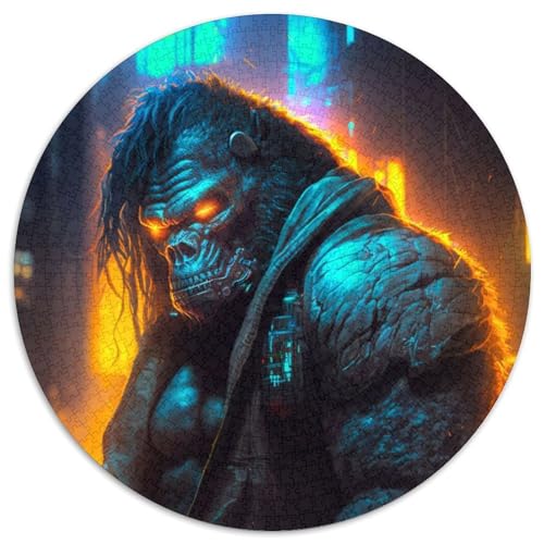 Gorilla aus der Zukunft, 1000-teiliges Puzzle, runde Puzzles mit 1000 Teilen für Erwachsene, anspruchsvolles Denkspiel – entspannendes Spielzeug für Teenager, 67,5 x 67,5 cm von RZFWJL