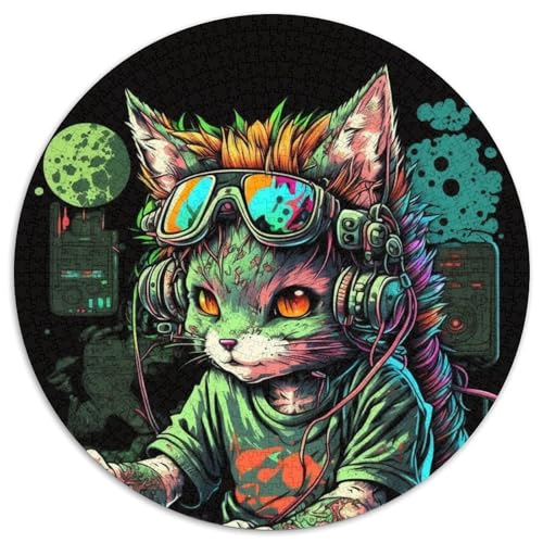 Green Game Cat Puzzle 1000 Teile für Erwachsene, 1000-teiliges rundes Puzzle, Spaß für die ganze Familie, Basteln, perfekt für Geburtstage, Feiertage, 67,5 x 67,5 cm Green Game Cat Puzzle 1000 Teile für Erwachsene, 1000-teiliges rundes Puzzle, Spaß für die ganze Familie, Basteln, perfekt für Geburtstage, Feiertage, 67,5 x 67,5 cm von RZFWJL