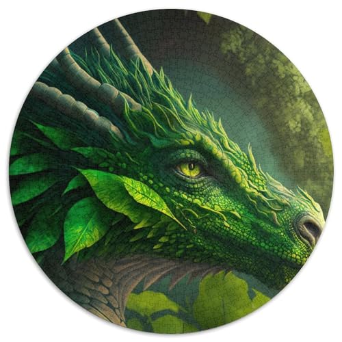 Green Leaf Dragon 1000-teiliges Puzzle, runde Puzzles mit 1000 Teilen für Erwachsene, anspruchsvolles Denkspiel – entspannendes Spielzeug für Teenager, 67,5 x 67,5 cm von RZFWJL