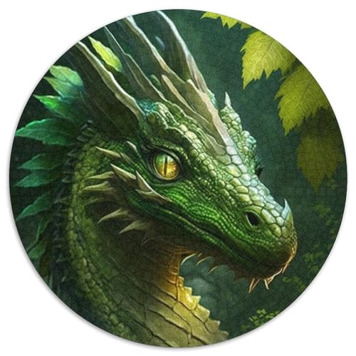 Grüner Dschungeldrache, 1000-teiliges Puzzle, runde Puzzles mit 1000 Teilen für Erwachsene, anspruchsvolles Denkspiel – entspannendes Spielzeug für Teenager, 67,5 x 67,5 cm von RZFWJL