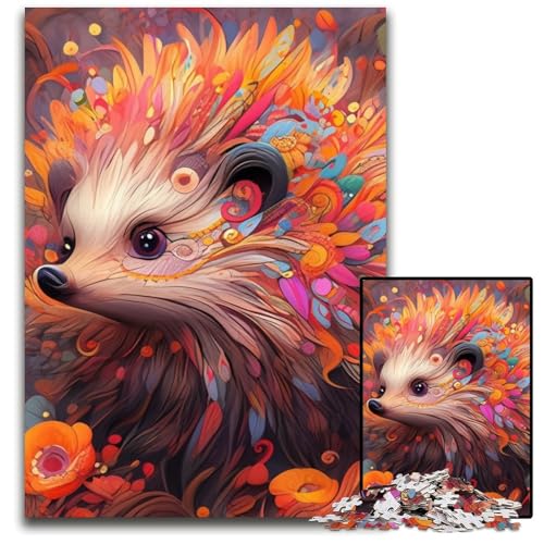 Igel-Puzzle, 1000 Teile, für Erwachsene, Holzpuzzle, Heimdekoration, Denksportspiel für Teenager und Familieninteraktion, 50x75cm/19,68x29,52 Zoll von RZFWJL