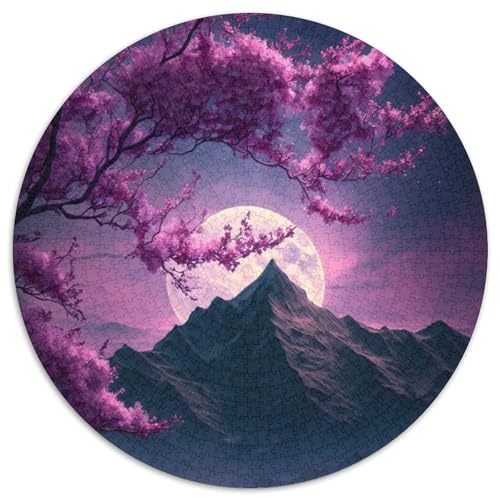 Japanische Landschaft Neon 1000-teiliges Puzzle, runde Puzzles 1000 Teile für Erwachsene, anspruchsvolles Denkspiel – entspannendes Spielzeug für Teenager, 67,5 x 67,5 cm von RZFWJL