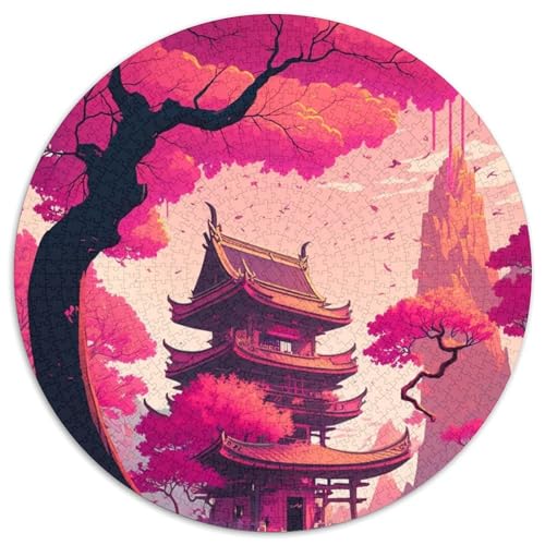 Japanischer Tempel, 1000-teiliges Puzzle, 1000-teiliges rundes Puzzle für Erwachsene, Lernspielzeug für Jugendliche, Heimbüro-Dekor, 67,5 x 67,5 cm von RZFWJL