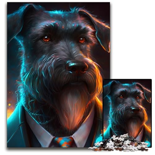 JigsawPuzzle 1000 Teile für Erwachsene Boss Dog Holzpuzzle Herausforderndes DIY-Denkspiel, perfektes Familienspiel oder dekoratives Geschenk 50x75cm/19,68x29,52 Zoll von RZFWJL
