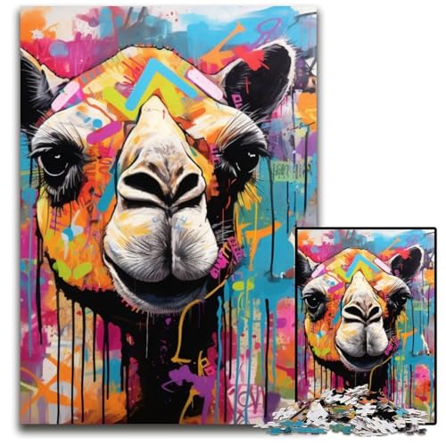 Kamel-Graffiti-Puzzles für Erwachsene, 1000 schwierige Puzzles für Erwachsene, ideales DIY-Dekor und Denksportgeschenk, 50x75cm/19,68x29,52 Zoll Kamel-Graffiti-Puzzles für Erwachsene, 1000 schwierige Puzzles für Erwachsene, ideales DIY-Dekor und Denksportgeschenk, 50x75cm/19,68x29,52 Zoll von RZFWJL