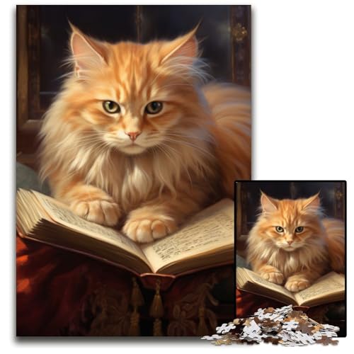 Katzen-Lesebuch, 1000-teiliges Puzzle, entspannende Unterhaltung, Heimdekoration, 50x75cm/19,68x29,52 Zoll Katzen-Lesebuch, 1000-teiliges Puzzle, entspannende Unterhaltung, Heimdekoration, 50x75cm/19,68x29,52 Zoll von RZFWJL