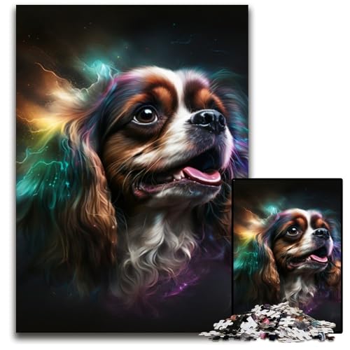 King Charles Spaniel Puzzle 1000 Teile für Erwachsene, Holzpuzzle, Teenager, Paare und Freunde zum Geburtstag, Weihnachten, 50x75cm/19,68x29,52 Zoll von RZFWJL