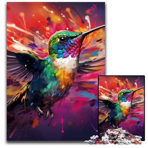 Kolibri-Puzzle für Erwachsene, 1000 Teile, Holzpuzzle, anspruchsvolles Denkspiel für Teenager, interaktives Familienspiel, 50x75cm/19,68x29,52 Zoll von RZFWJL