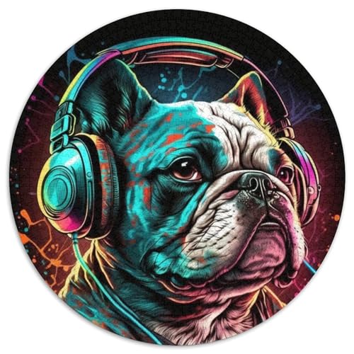 Kopfhörer-Bulldoggen-Puzzle 1000 Teile, 1000-teiliges rundes Puzzle, Spaß für zu Hause, Geburtstagsgeschenk, Reisegeschenke, 67,5 x 67,5 cm Kopfhörer-Bulldoggen-Puzzle 1000 Teile, 1000-teiliges rundes Puzzle, Spaß für zu Hause, Geburtstagsgeschenk, Reisegeschenke, 67,5 x 67,5 cm von RZFWJL