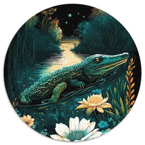 Krokodil-Zauberwelt, 1000-teiliges Puzzle, rund, 1000 Teile, für Erwachsene, interaktives Familienspiel, Denksportaufgabe, Lernspielzeug, 67,5 x 67,5 cm von RZFWJL