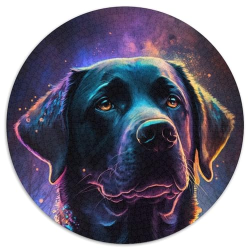 Labrador Retriever Hund 1000-teiliges Puzzle, runde Puzzles 1000 Teile für Erwachsene, anspruchsvolles Denkspiel – entspannendes Spielzeug für Teenager, 67,5 x 67,5 cm von RZFWJL