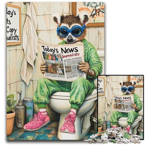 Lemur Go Toilet Puzzle für Erwachsene, 1000 Teile, Puzzle für Erwachsene, perfekte Dekoration für Zuhause oder das Büro, 26x38cm/10,23x14,96 Zoll Lemur Go Toilet Puzzle für Erwachsene, 1000 Teile, Puzzle für Erwachsene, perfekte Dekoration für Zuhause oder das Büro, 26x38cm/10,23x14,96 Zoll von RZFWJL