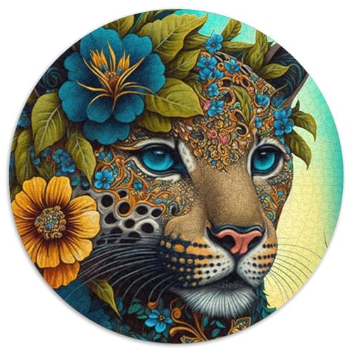 Leopard 1000-teiliges Puzzle, runde Puzzles 1000 Teile für Erwachsene, anspruchsvolles Denkspiel – entspannendes Spielzeug für Teenager, 67,5 x 67,5 cm von RZFWJL