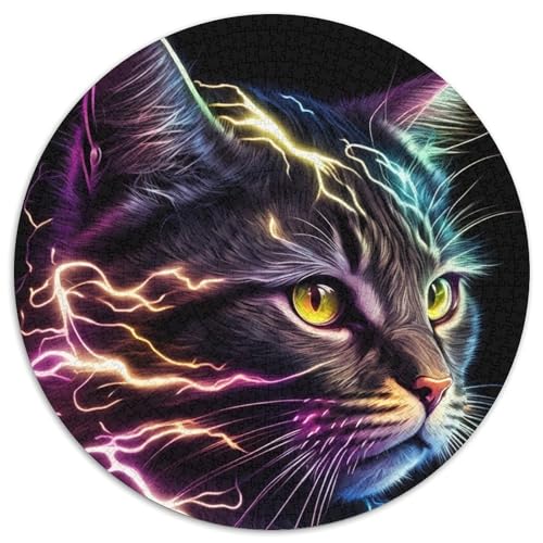 Lightning Cats 1000-teiliges Puzzle, 1000-teiliges rundes Puzzle für Erwachsene, Lernspielzeug für Jugendliche, Heimbüro-Dekor, 67,5 x 67,5 cm von RZFWJL