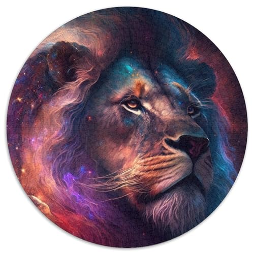 Löwe 1000-teiliges Puzzle, 1000-teiliges rundes Puzzle für Erwachsene, Lernspielzeug für Teenager, Heimbüro-Dekor, 67,5 x 67,5 cm von RZFWJL