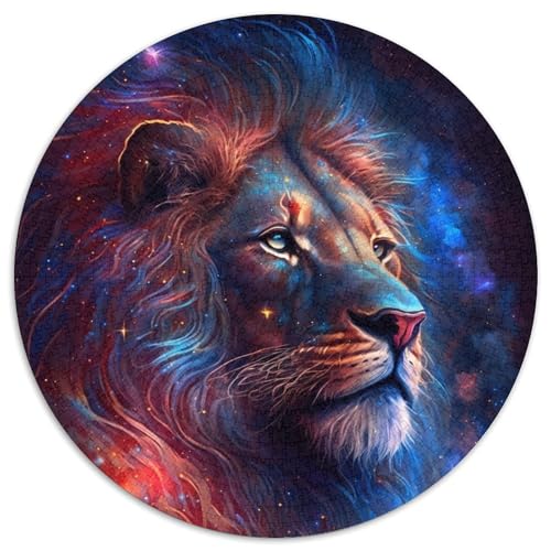 Löwe 1000-teiliges Puzzle, rund, 1000 Teile, für Erwachsene, interaktives Familienspiel, Denksportaufgabe, Lernspielzeug, 67,5 x 67,5 cm von RZFWJL