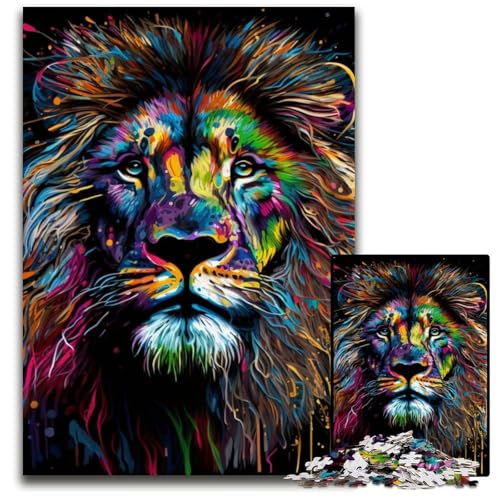 Magischer Löwe, 1000-teiliges Puzzle für Erwachsene, Holzpuzzle, interaktives Familienspiel, DIY-Heimdekoration, Gehirn-Herausforderung, Geschenk, 50x75cm/19,68x29,52 Zoll Magischer Löwe, 1000-teiliges Puzzle für Erwachsene, Holzpuzzle, interaktives Familienspiel, DIY-Heimdekoration, Gehirn-Herausforderung, Geschenk, 50x75cm/19,68x29,52 Zoll von RZFWJL