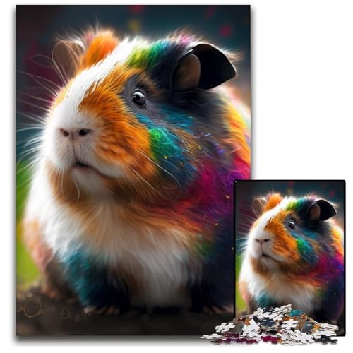 Meerschweinchen-Farbpuzzle für Erwachsene, 1000 Teile, Holzpuzzle, anspruchsvolles Denkspiel für Teenager, unterhaltsames interaktives Spiel für die ganze Familie, 50x75cm/19,68x29,52 Zoll von RZFWJL