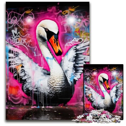 Mgraffiti Painting Yak Puzzle für Erwachsene, 1000 Teile, Unmögliches Puzzle für Erwachsene, Denksportaufgabe, Spiel für Erwachsene, interaktive Familienaktivität, 26x38cm/10,23x14,96 Zoll von RZFWJL