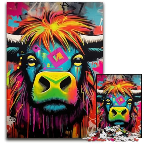 Mgraffiti Painting Yak-Puzzles für Erwachsene, 1000-teiliges Papppuzzle, anspruchsvolles Denkspiel für Teenager, unterhaltsames interaktives Spiel für die ganze Familie, 26x38cm/10,23x14,96 Zoll von RZFWJL