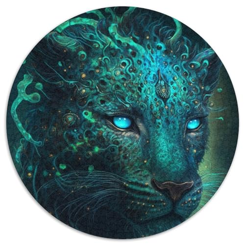 Mysteriöser Leopard, 1000-teiliges Puzzle, runde Puzzles mit 1000 Teilen für Erwachsene, anspruchsvolles Denkspiel – entspannendes Spielzeug für Teenager, 67,5 x 67,5 cm von RZFWJL
