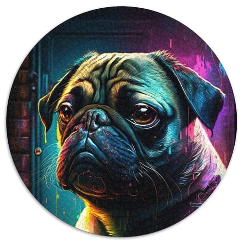 Neon-Mops-Puzzle 1000 Teile für Erwachsene, 1000-teiliges rundes Puzzle, Spaß für die ganze Familie, Basteln, perfekt für Geburtstage, Feiertage, 67,5 x 67,5 cm Neon-Mops-Puzzle 1000 Teile für Erwachsene, 1000-teiliges rundes Puzzle, Spaß für die ganze Familie, Basteln, perfekt für Geburtstage, Feiertage, 67,5 x 67,5 cm von RZFWJL