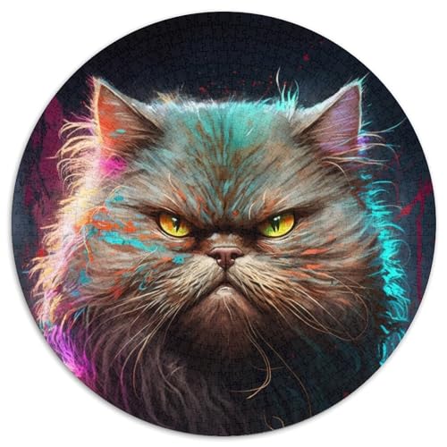 Neon-Perserkatze, 1000-teiliges Puzzle, rundes Puzzle, 1000 Teile, Lernspielzeug für Teenager, Heim- und Bürodekoration, 67,5 x 67,5 cm Neon-Perserkatze, 1000-teiliges Puzzle, rundes Puzzle, 1000 Teile, Lernspielzeug für Teenager, Heim- und Bürodekoration, 67,5 x 67,5 cm von RZFWJL
