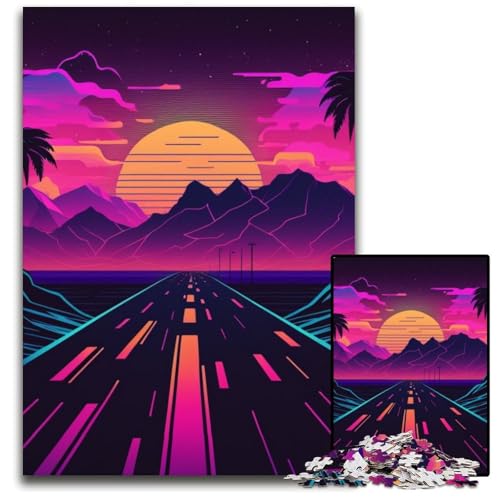 Neon Retro Road Puzzle 1000 Teile für Erwachsene Puzzles für Erwachsene Lernspielzeug für Teenager, Home-Office-Dekor 26x38cm/10,23x14,96 Zoll Neon Retro Road Puzzle 1000 Teile für Erwachsene Puzzles für Erwachsene Lernspielzeug für Teenager, Home-Office-Dekor 26x38cm/10,23x14,96 Zoll von RZFWJL