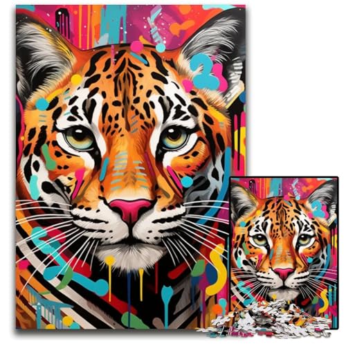 Ocelot Graffiti Puzzle für Erwachsene, 1000 Teile, Unmögliches Puzzle für Erwachsene, Denksportaufgabe, Spiel für Erwachsene, interaktive Aktivität für die Familie, 26x38cm/10,23x14,96 Zoll von RZFWJL