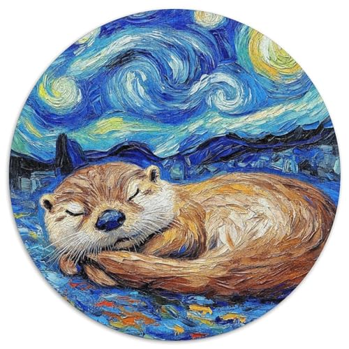 Otter-Nachthimmel-Puzzle für 1000 Teile, rundes Puzzle mit 1000 Teilen, Denksportaufgabe, Spiel für Erwachsene, interaktive Familienaktivität, 67,5 x 67,5 cm Otter-Nachthimmel-Puzzle für 1000 Teile, rundes Puzzle mit 1000 Teilen, Denksportaufgabe, Spiel für Erwachsene, interaktive Familienaktivität, 67,5 x 67,5 cm von RZFWJL