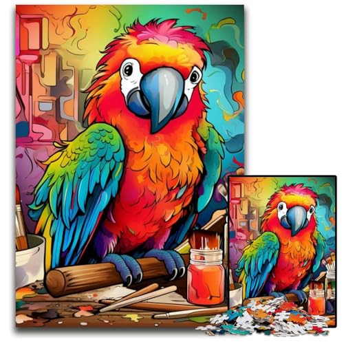 Papageien-Puzzle 1000 Teile für Erwachsene, Holzpuzzle, Teenager, Paare und Freunde zum Geburtstag, Weihnachten, 50x75cm/19,68x29,52 Zoll von RZFWJL