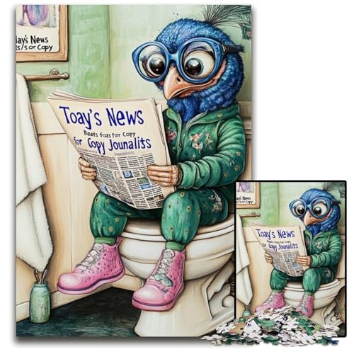 Peacock Go Toilet 1000-teiliges Puzzle für Erwachsene, kreatives Familienspiel und Heimdekoration, Teenager, 50x75cm/19,68x29,52 Zoll von RZFWJL