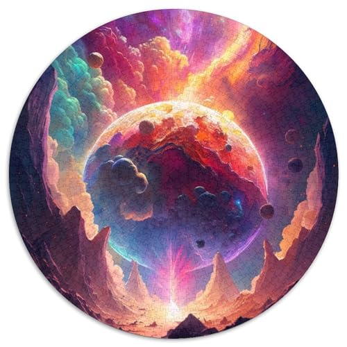 Planet Explosion 1000-teiliges Puzzle, 1000-teiliges rundes Puzzle für Erwachsene, Lernspielzeug für Teenager, Heimbüro-Dekor, 67,5 x 67,5 cm von RZFWJL