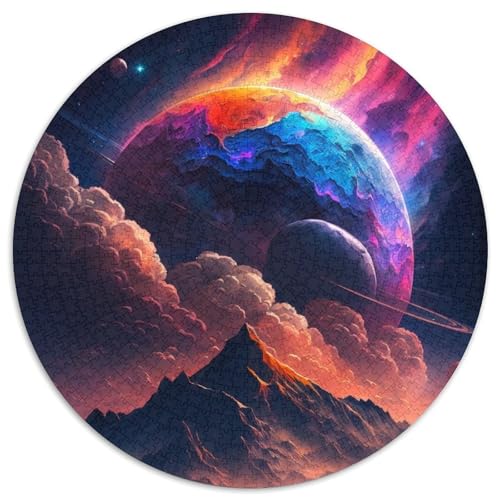 Planet im Weltraum, 1000-teiliges Puzzle, 1000-teiliges rundes Puzzle für Erwachsene, Lernspielzeug für Teenager, Heimbüro-Dekor, 67,5 x 67,5 cm von RZFWJL