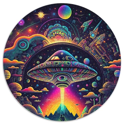 Psychedelic Nature 1000-teiliges Puzzle, runde Puzzles mit 1000 Teilen für Erwachsene, anspruchsvolles Denkspiel – entspannendes Spielzeug für Teenager, 67,5 x 67,5 cm von RZFWJL