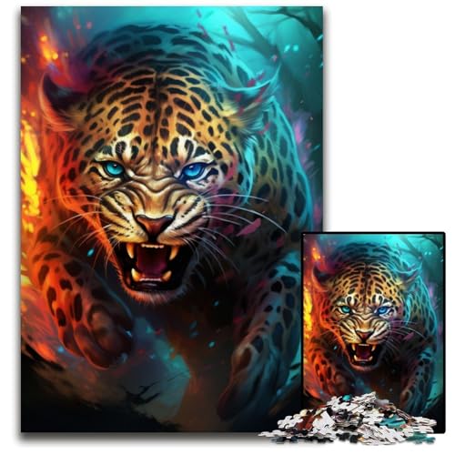 Puzzle 1000 Teile, Art Leopard Puzzles für Erwachsene, perfekt für Halloween, Weihnachten, Geburtstagsgeschenk, 50x75cm/19,68x29,52 Zoll von RZFWJL
