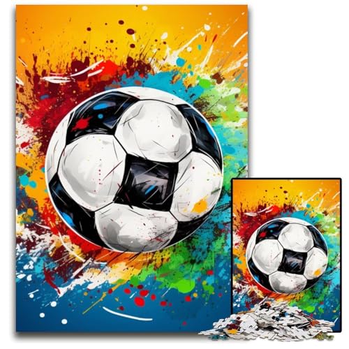 Puzzle 1000 Teile, Bunter Fußball, Unmögliches Puzzle für Erwachsene, Perfekt für Halloween, Weihnachten, Geburtstagsgeschenk, 50x75cm/19,68x29,52 Zoll von RZFWJL