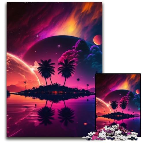 Puzzle 1000 Teile, Cosmic Beach, Unmögliches Puzzle für Erwachsene, Perfekt für Halloween, Weihnachten, Geburtstagsgeschenk, 50x75cm/19,68x29,52 Zoll von RZFWJL